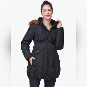 Momo Maternity Outerwear Women Nori Hooded Down Parka Coat Pregnancy Winter L